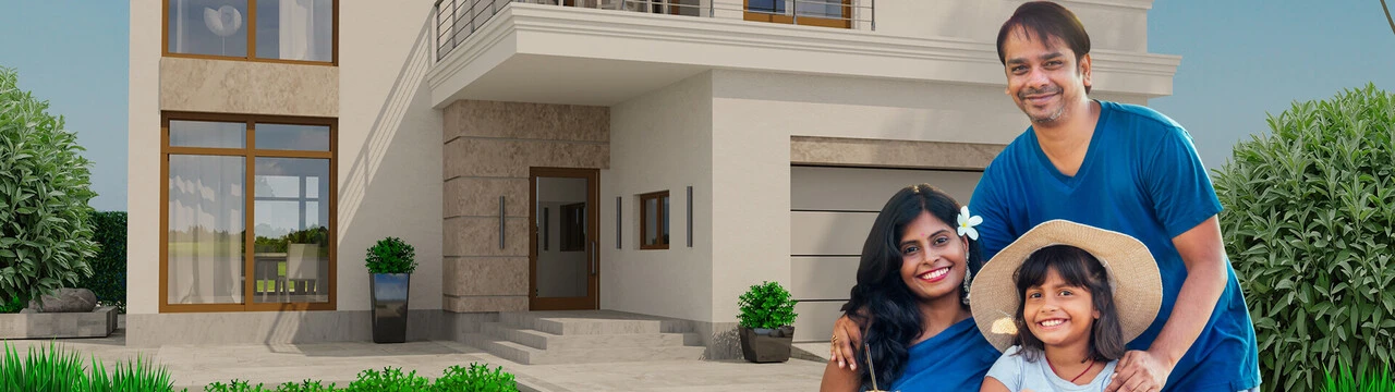 happy family with home in background beautiful banner for tile adhesive grout waterproofing solutions