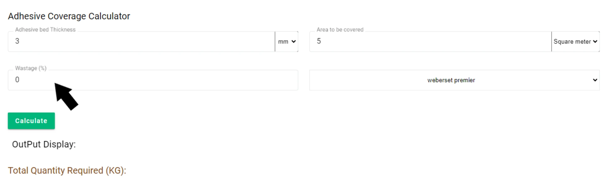Tile Adhesive Coverage Calculator Step 4