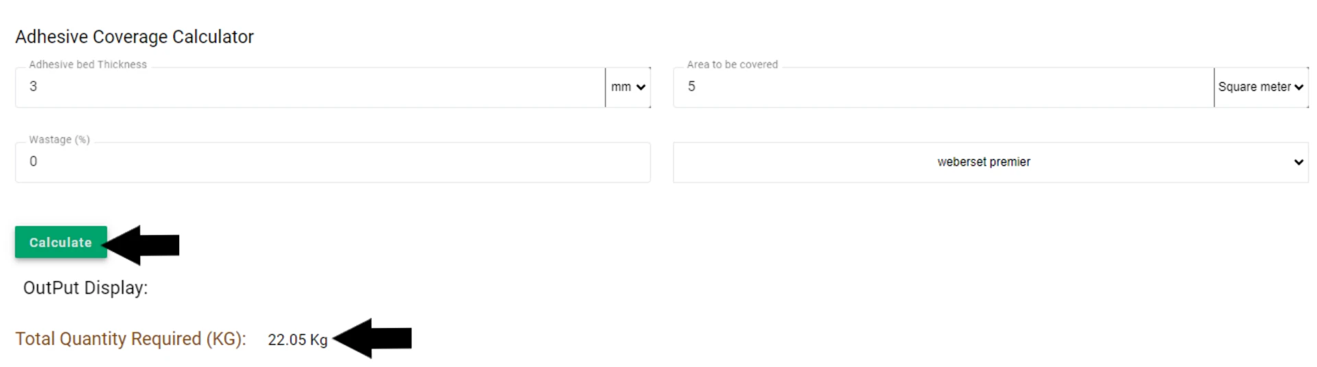 Tile Adhesive Coverage Calculator Step 6