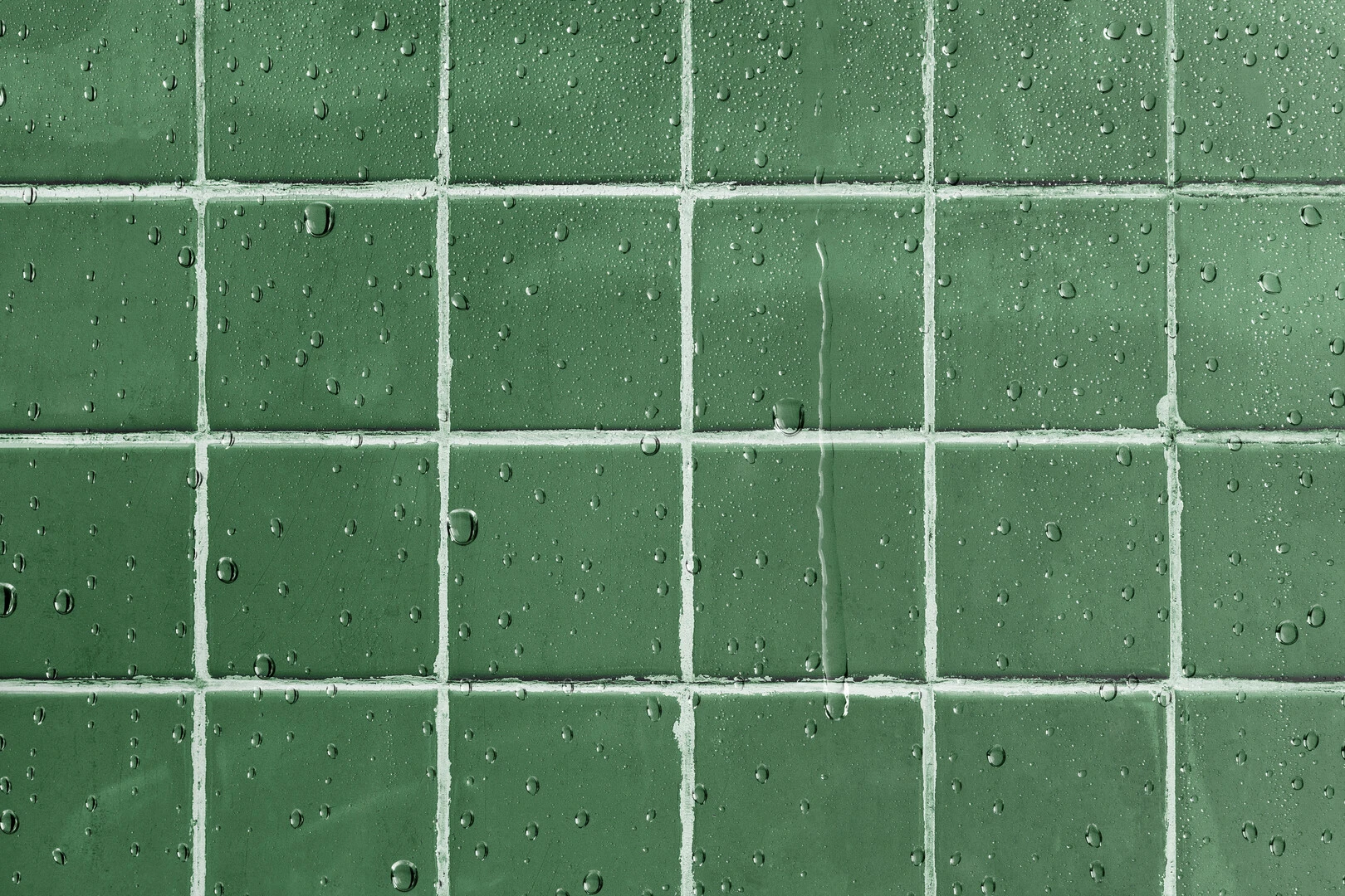 Water on tiles showing moisture resistant grout