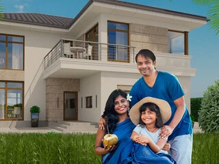 happy family with home in background beautiful banner for tile adhesive grout waterproofing solutions