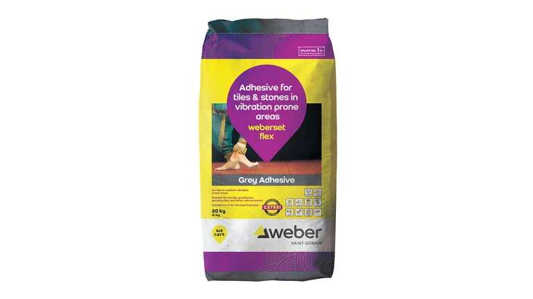 weberset flex grey tile adhesive for fixing tile and stone in vibration prone areas