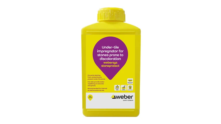 webersys stoneprotect an under-tile impregnator for stones prone to discoloration