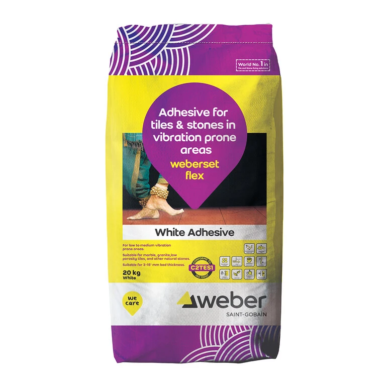 weberset flex white tile adhesive for fixing tile and stone in vibration prone areas