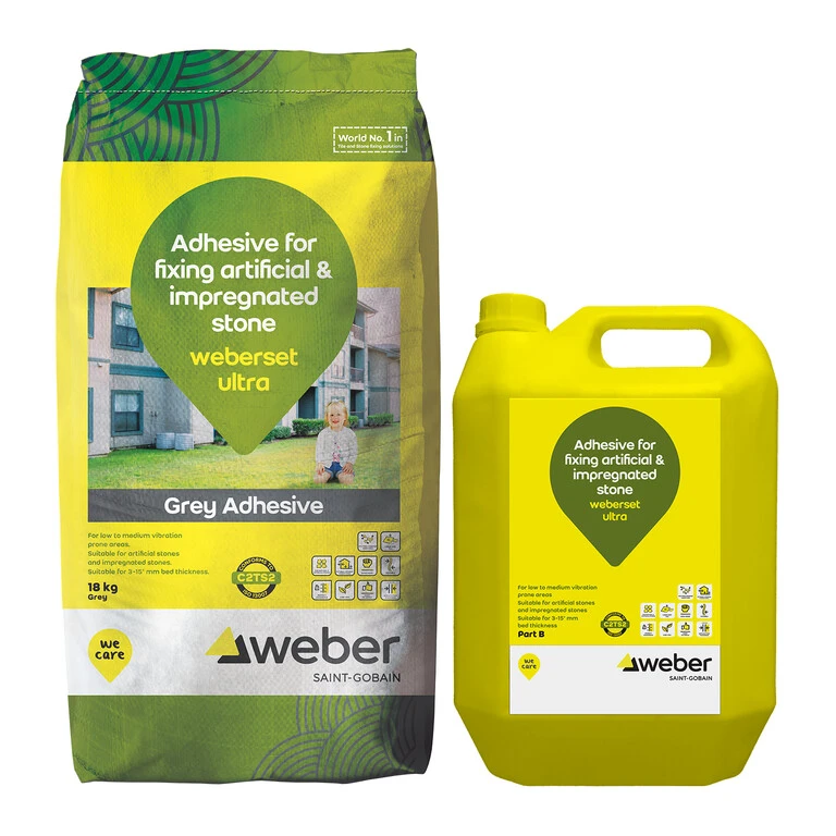 weberset ultra grey tile adhesive for fixing artificial and impregnated stone