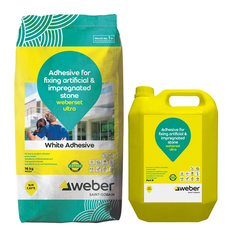 weberset ultra white tile adhesive for fixing artificial and impregnated stone