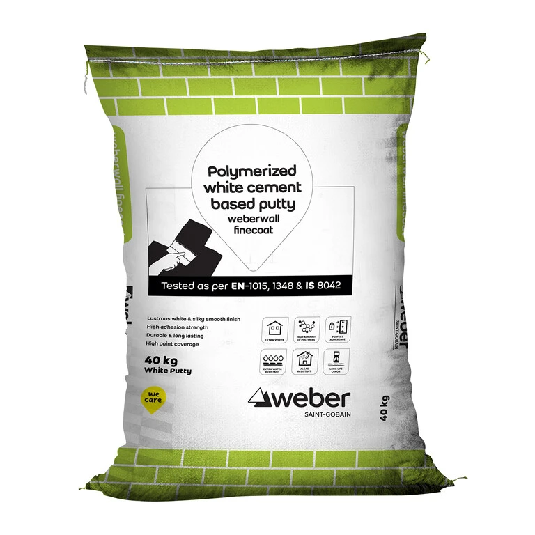 weberwall finecoat a polymerized white cement based putty